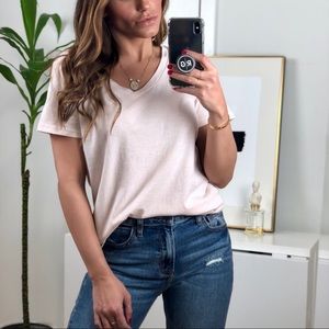 SUNSET BLVD. V-Neck SS Tee - ROSE WATER